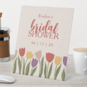Tulpen bruids douche uitnodiging reclamebord met voetstuk (Insitu)