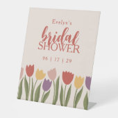 Tulpen bruids douche uitnodiging reclamebord met voetstuk (Voorkant)