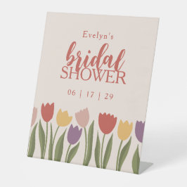 Tulpen bruids douche uitnodiging reclamebord met voetstuk