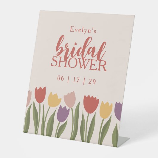 Tulpen bruids douche uitnodiging reclamebord met voetstuk (Voorkant)