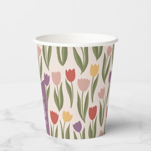 Tulpen Bruidsbaby Shower Persoonlijk  Papieren Bekers (Achterkant)