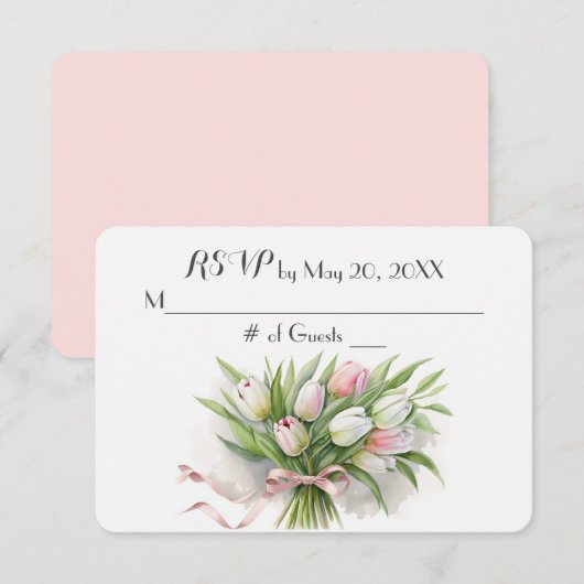 Tulpen Bruidsboeket RSVP Kaartje (Voorkant / Achterkant)