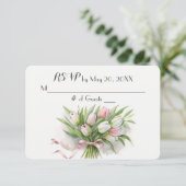 Tulpen Bruidsboeket RSVP Kaartje (Staand voorkant)