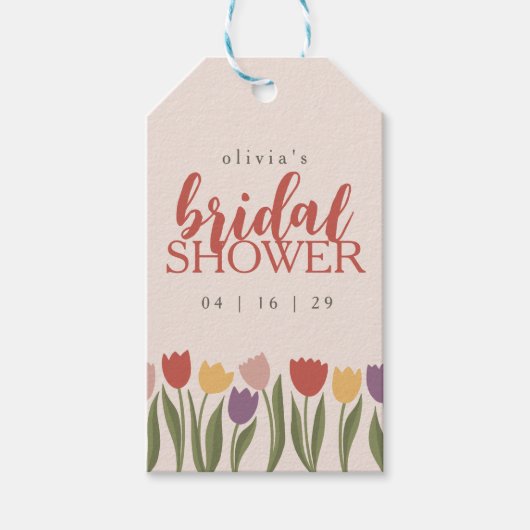 Tulpen Bruidsdouche Uitnodiging Cadeaulabel (Voorkant)