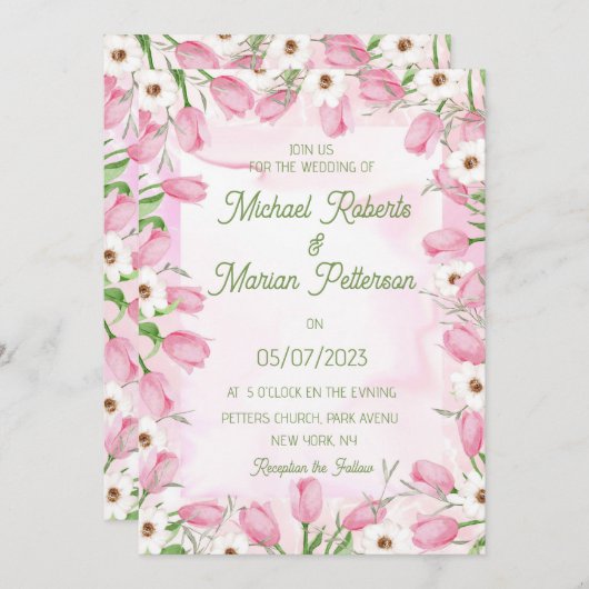 Tulpen bruiloft uitnodiging (Voorkant / Achterkant)