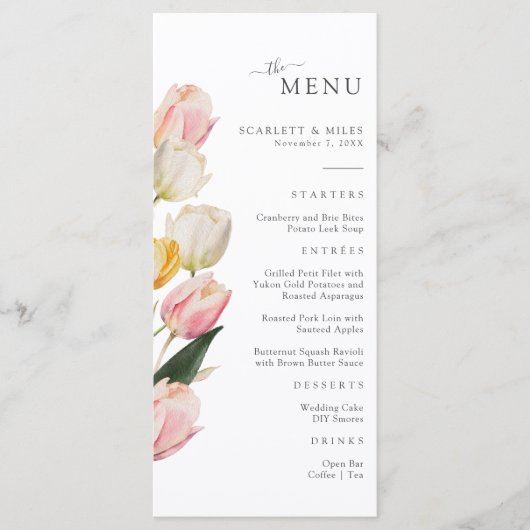 Tulpen Bruiloftsmenu Menu (Voorkant)
