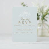 Tulpen cascade lichtblauwe RSVP kaart (Staand voorkant)
