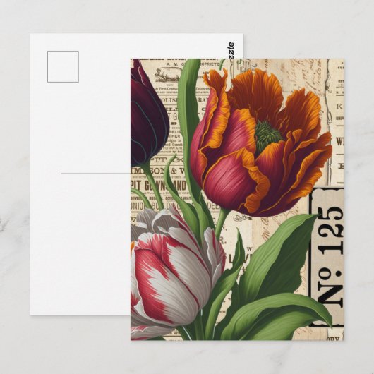 Tulpen  collage briefkaart (Voorkant / Achterkant)