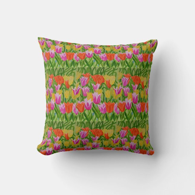 Tulpen Dekkendoos Kussen (Voorkant)