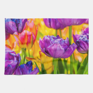 Tulpen die diepe roze aftappen theedoek