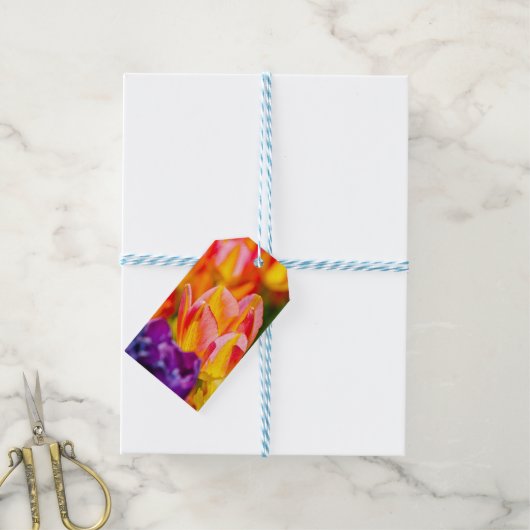 Tulpen die kantelen cadeaulabel (Met Touw)