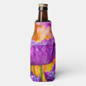 Tulpen die Paars uitzenden Flesjeskoeler (Fles Voorkant)