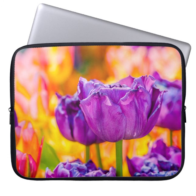Tulpen die Paars uitzenden Laptop Sleeve (Voorkant)