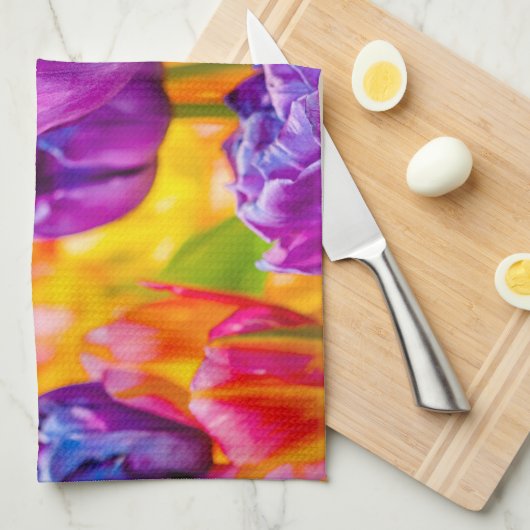 Tulpen die Paars uitzenden Theedoek (Quarter Fold)