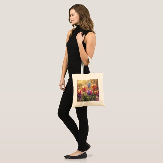 Tulpen digitale kunst tote bag (Voorkant (model))