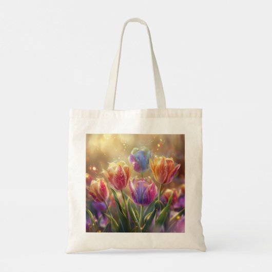 Tulpen digitale kunst tote bag (Achterkant)
