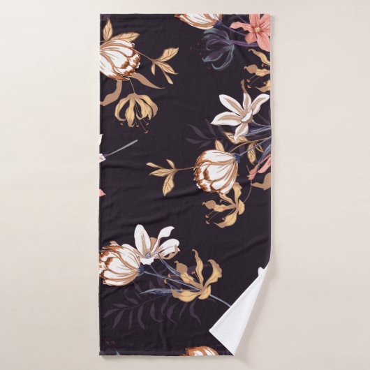  tulpen, donkere paarse achtergrond badhanddoek (Badhanddoek)
