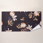  tulpen, donkere paarse achtergrond badhanddoek (Badhanddoek)