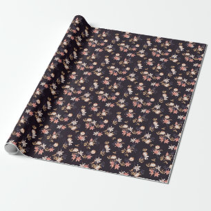 tulpen, donkere paarse achtergrond cadeaupapier