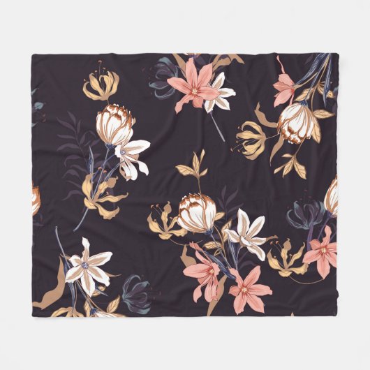  tulpen, donkere paarse achtergrond fleece deken (Voorkant (Horizontaal))