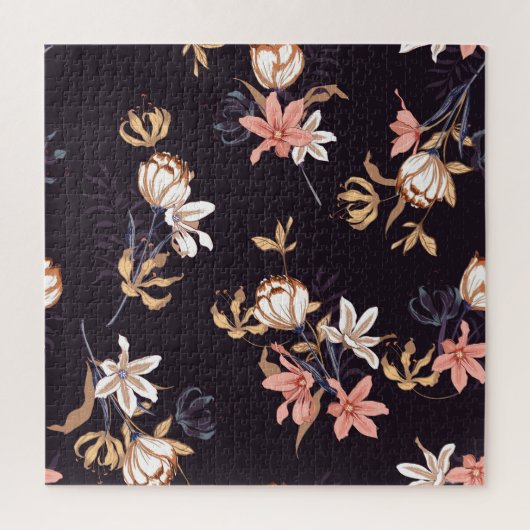 tulpen, donkere paarse achtergrond legpuzzel (Verticaal)