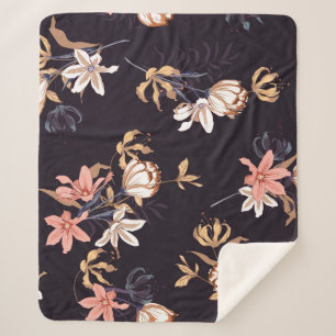  tulpen, donkere paarse achtergrond sherpa deken