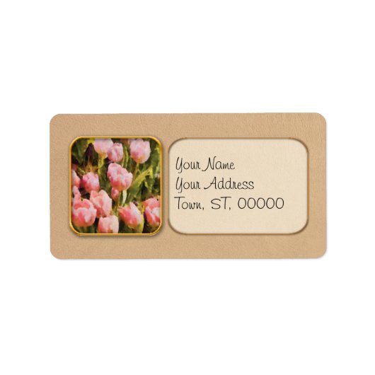 Tulpen - Een veld van roze Etiket (Voorkant)