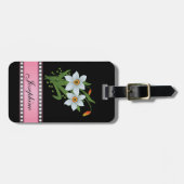 Tulpen en affodils Roze, gepersonaliseerde naam Bagagelabel (Voorkant horizontaal)