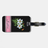 Tulpen en affodils Roze, gepersonaliseerde naam Bagagelabel (Achterkant horizontaal)