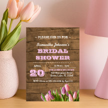 Tulpen en barnwood Bridal Shower Invitations