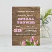 Tulpen en barnwood Bridal Shower Invitations Kaart (Staand voorkant)