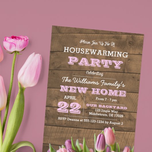 Tulpen en Barnwood Housewarming uitnodiging