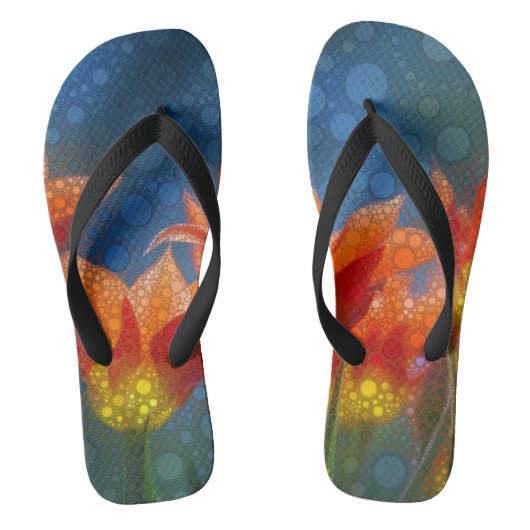 Tulpen en blauwe hemel teenslippers (Voetbed)