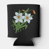 Tulpen en Daffodils Flowers Black Background Can Blikjeskoeler (Achterkant)