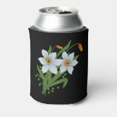 Tulpen en Daffodils Flowers Black Background Can Blikjeskoeler (Blikje Achterkant)