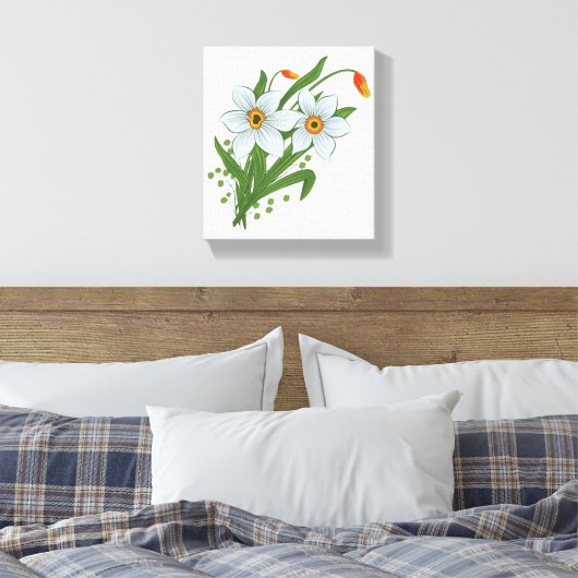 Tulpen en Daffodils Flowers Canvas Afdruk (Insitu (Slaapkamer))