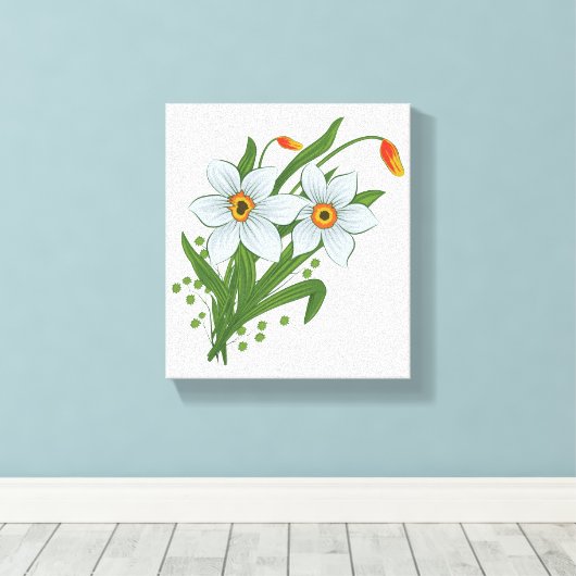 Tulpen en Daffodils Flowers Canvas Afdruk (Insitu (Houten vloer))
