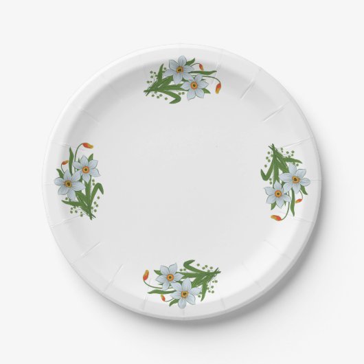 Tulpen en Daffodils Flowers Design 1 Papieren Bordje (Voorkant)