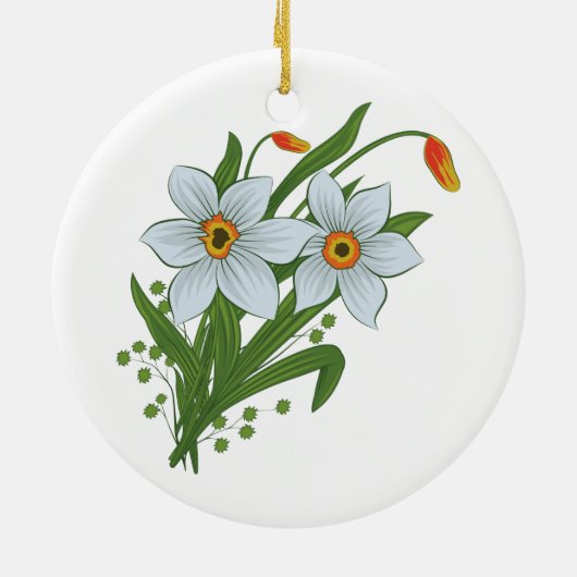 Tulpen en Daffodils Flowers Keramisch Ornament (Achterkant)