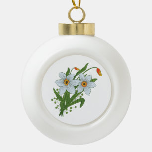 Tulpen en Daffodils Flowers Keramische Bal Ornament