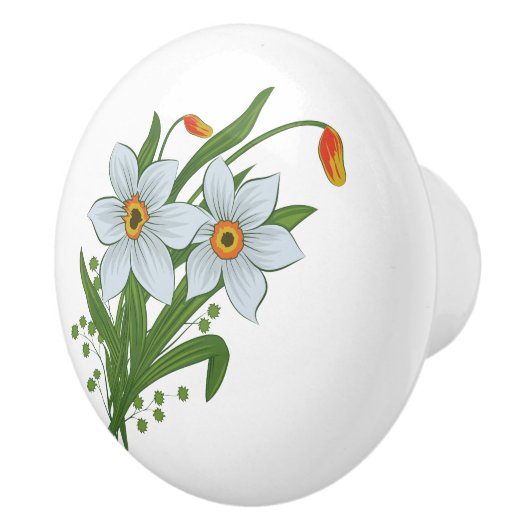 Tulpen en Daffodils Flowers Keramische Knop (Rechts)