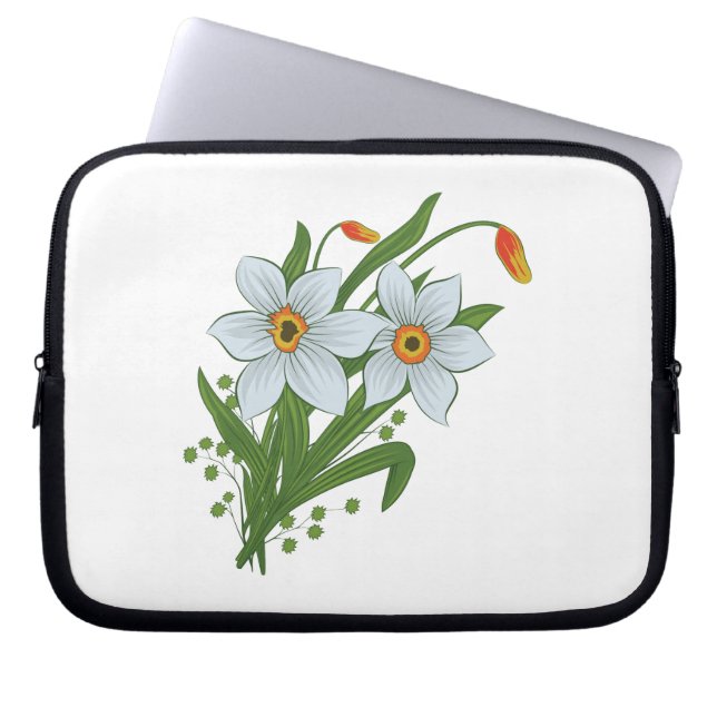 Tulpen en Daffodils Flowers Laptop Sleeve (Voorkant)