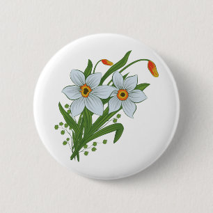 Tulpen en Daffodils Flowers Ronde Button 5,7 Cm