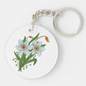 Tulpen en Daffodils Flowers Sleutelhanger (Achterkant)