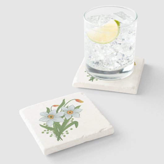 Tulpen en Daffodils Flowers Stenen Onderzetter (Zijkant)