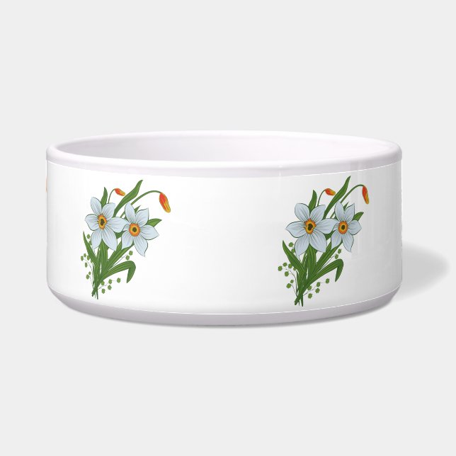 Tulpen en Daffodils Flowers Voerbakje (Voorkant)