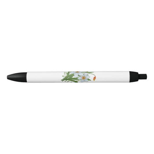 Tulpen en Daffodils Flowers Zwarte Inkt Pen (Voorkant)