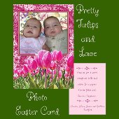 Tulpen en Elegant Kant Foto Pasen Kaart