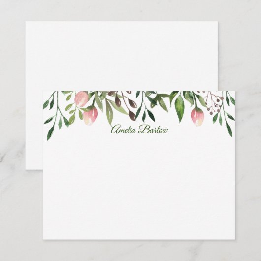 Tulpen en groen Gepersonaliseerde Flat Note Kaart Notitiekaartje (Voorkant / Achterkant)