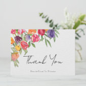 Tulpen en groen Vrijgezellenfeest dank u kaart (Staand voorkant)